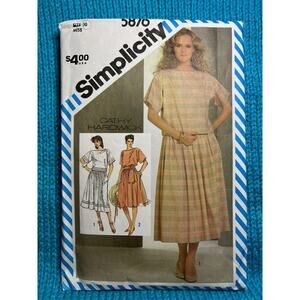 Simplicity Sewing Pattern 5876 blouson dress swing skirt 1980s size 10